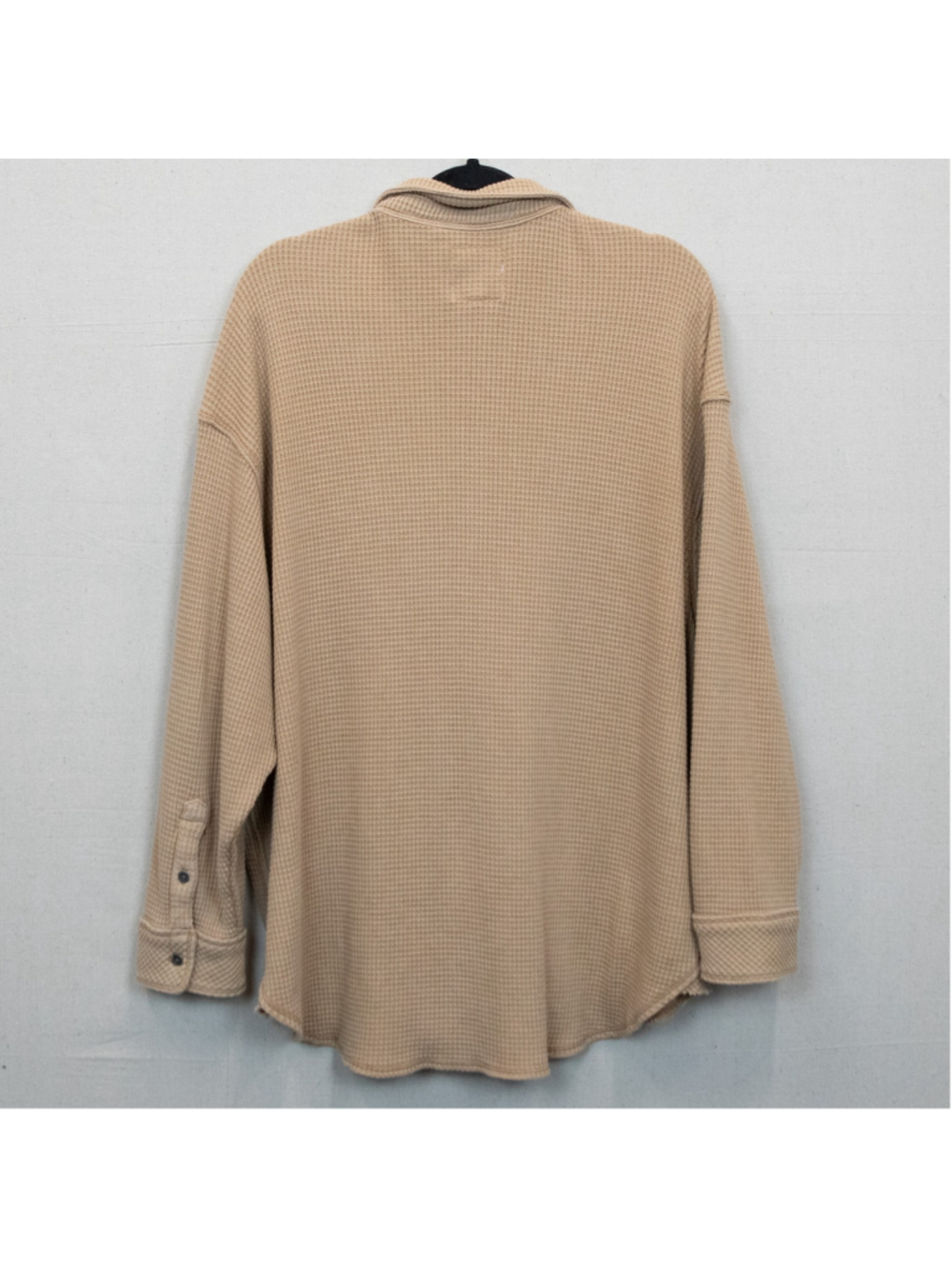 Aerie Lumber Jane tan waffle knit button down shirt shacket -M - Picture 4 of 4